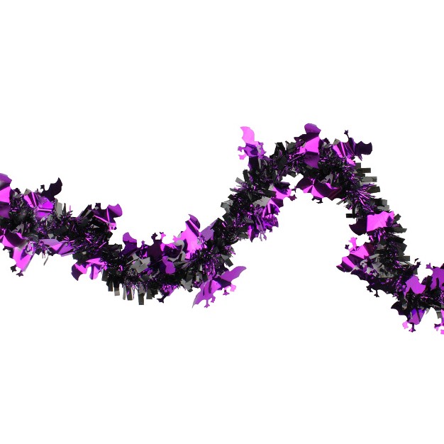 Northlight Black With Purple Bats Halloween Tinsel Garland 50 Feet Unlit