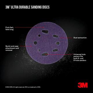 3M 5 in. 60-Grit Ultra Durable Power Sanding Discs with Universal Hole (10-DiscsPack) DISC5IN10PK60