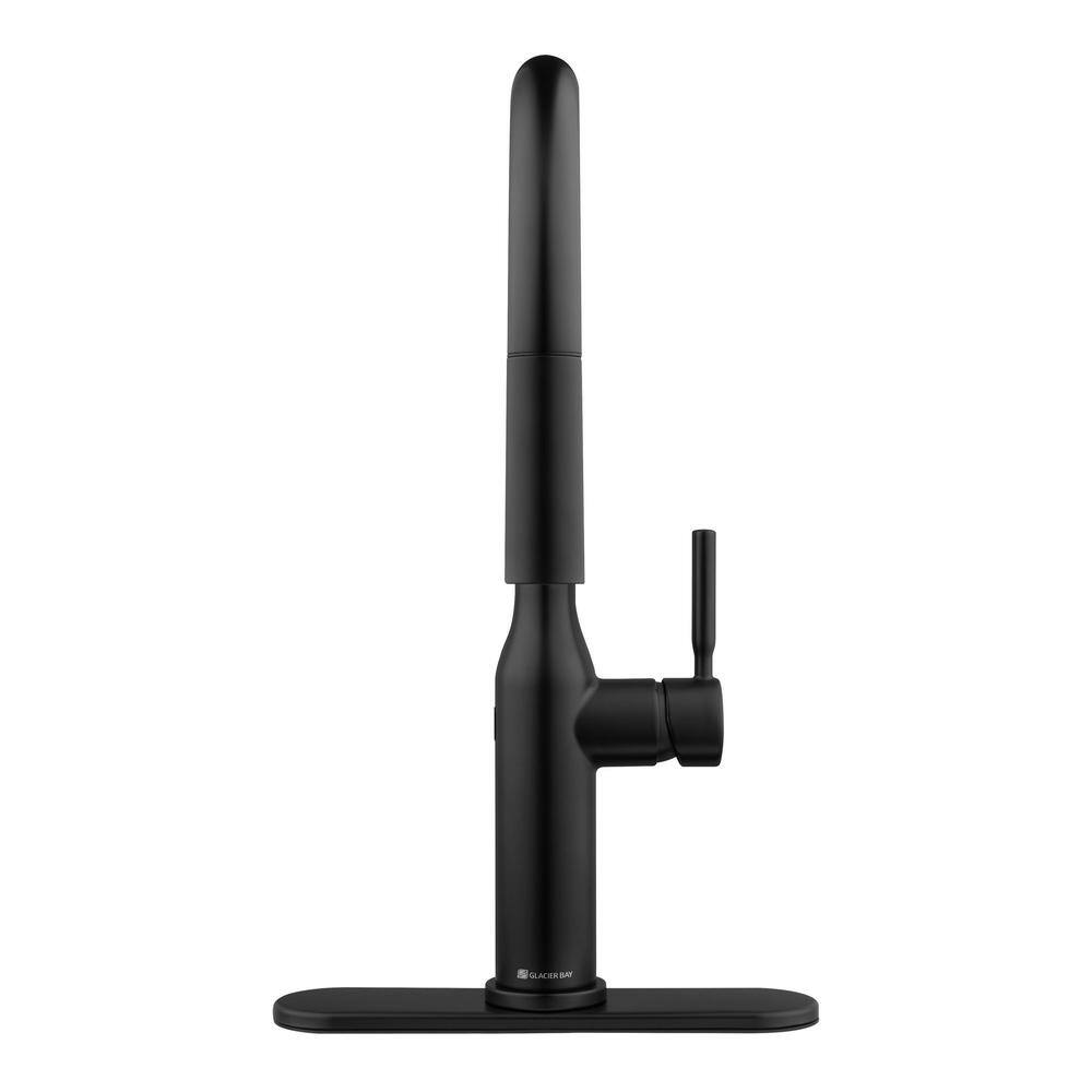 Glacier Bay Upson Single-Handle Touchless Pull-Down Sprayer Kitchen Faucet with Soap Dispenser in Matte Black HD67857-0010H