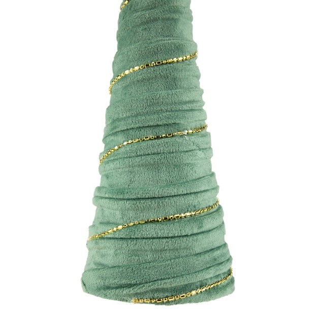 Green Fabric With Gold Garland Christmas Cone Tree