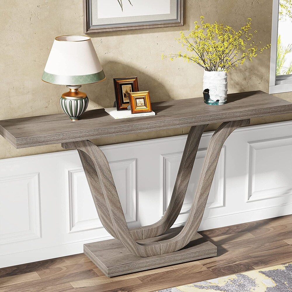 55 Inch Farmhouse Console Table  Narrow Hallway Tables for Entryway