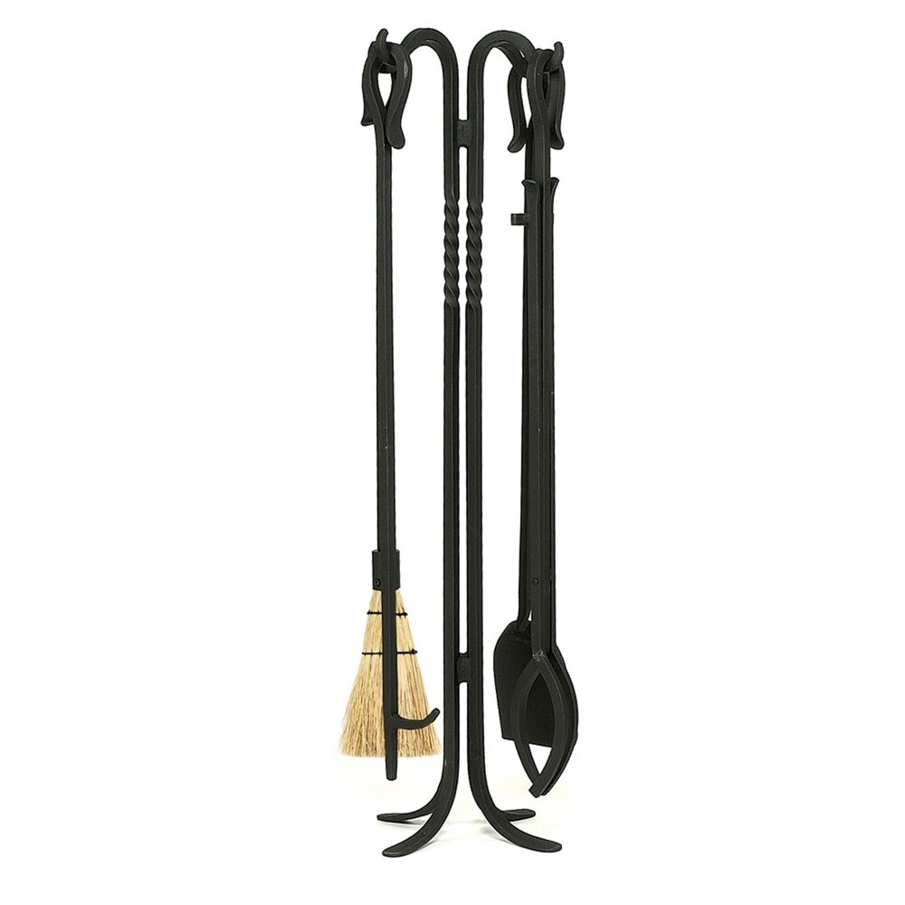 Minuteman International Shepherd's Hook II Mini Fireplace Set of 4 Tools  38.5 Inch Tall  Black