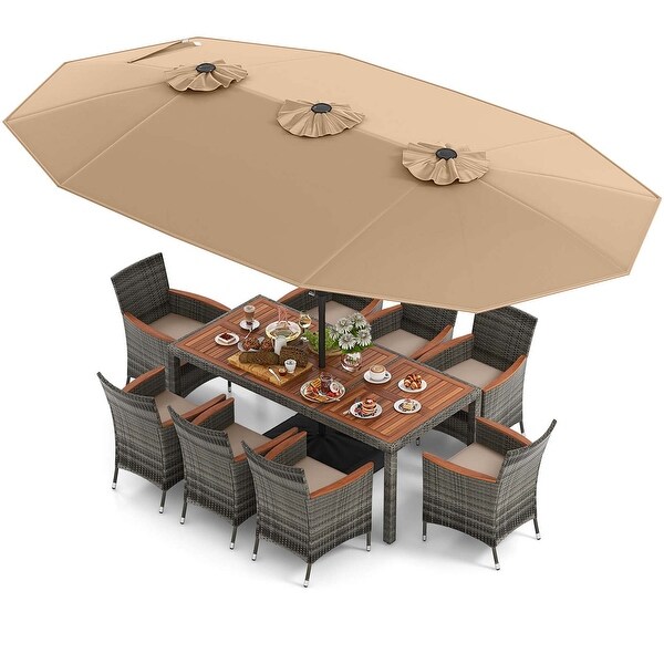 Costway 10 Pieces Patio Wicker Dining Set with DoubleSided Patio