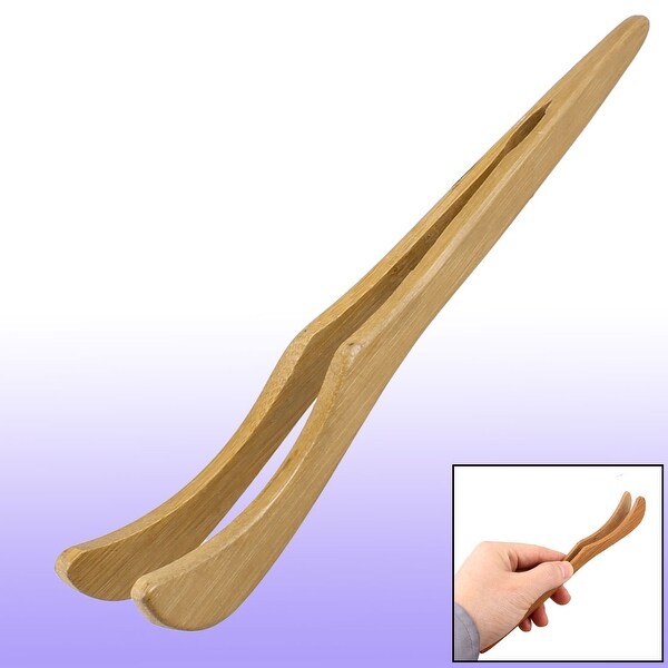 Wooden Curved Tip Tea Tongs Kitchen Tongs Utensil 7 Inch Wood Color - Wood Color