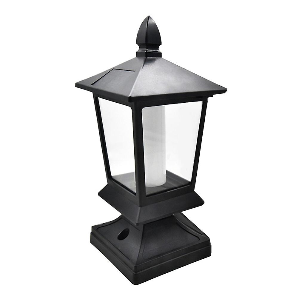 Led Outdoor Solar Post Light Black Post Lamp Lantern For Yard Pathway Deck