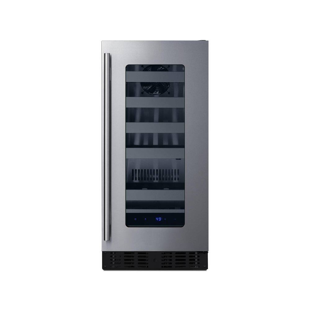 Summit Appliance 15 in. Single Zone 18-Bottle Built-In Wine Cooler in Stainless Steel ADA Compliant ASDW1522