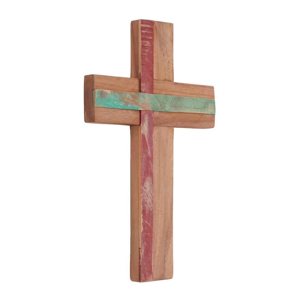 Brown Wood Rustic Wall Decor Cross 16 x 10   10 x 4 x 18