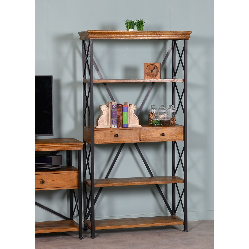 Dakota Wood Metal Tall Etagere Bookshelf