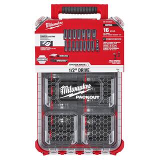 MW 12 in. Drive SAEMetric Ratchet  Socket Tool Set  12 in. Drive Metric Deep Well PACKOUT Impact Socket Set (63-Piece) 48-22-9010-49-66-6803