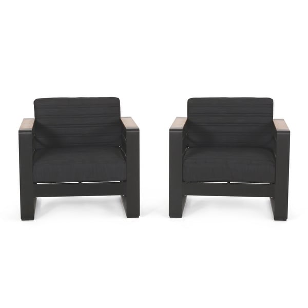 Giovanna Outdoor Aluminum Club Chairs with Faux Wood Accents (set of 2) by Christopher Knight Home