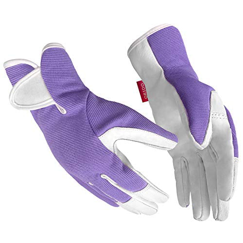 Gardening Gloves for Women - Leather Working Gloves for Womens Work Glove for Yard Gardening Weeding Digging and Pruning(Medium, Purple)