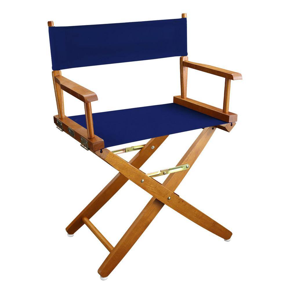 American Trails 18 in. Seat Height Extra-Wide Mission Oak FrameRoyal Blue Canvas New Solid Wood Folding Chair Set of 1 N206-04032-13