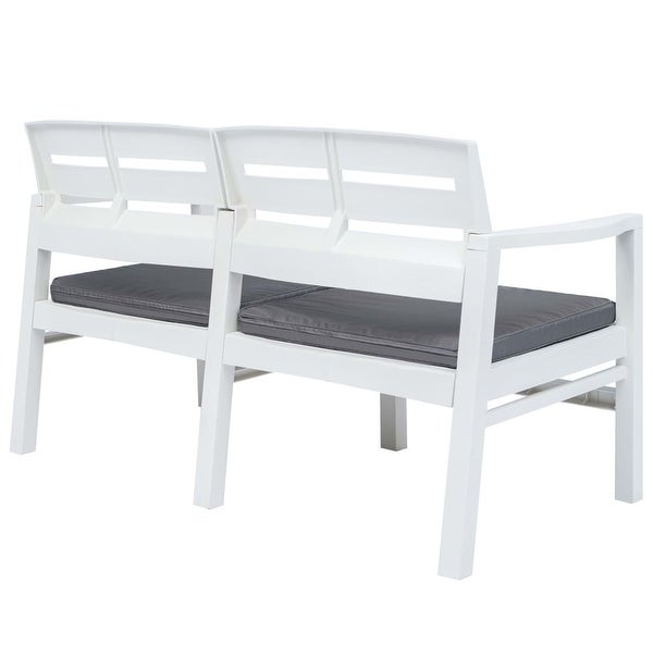 4 Piece Patio Lounge Set Plastic White - Overstock - 36226230