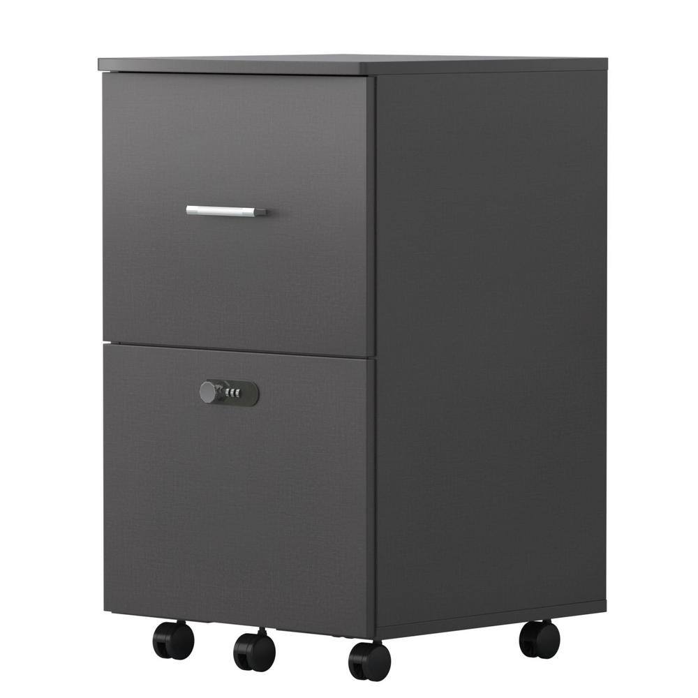 Aoibox 2-Drawer Dark Gray 26 in. H x 17 in. W x 18 in. D Wood Vertical File Cabinet with Lock SNSA08IN189