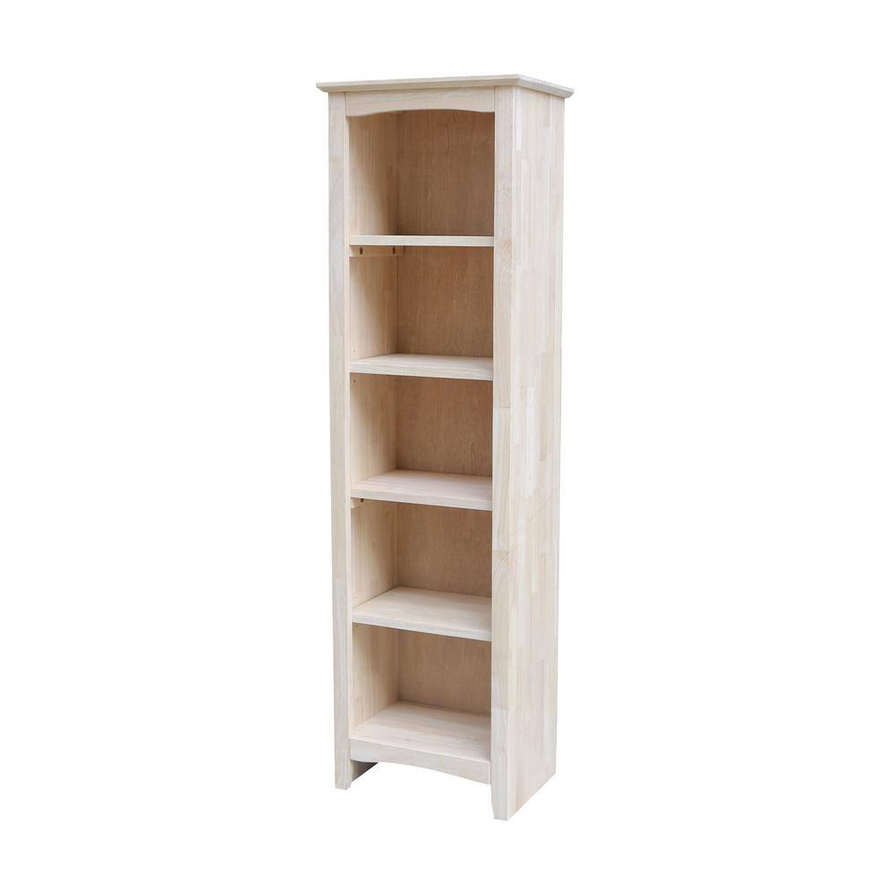 International Concepts Brooklyn 60 in. Unfinished Wood 5 Shelf Standard Bookcase with Adjustable Shelves SH-18260A