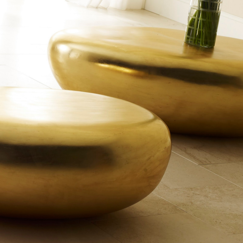 River Stone Cocktail Table Gold Leaf   Contemporary   Coffee Tables   by Phillips Collection  Houzz