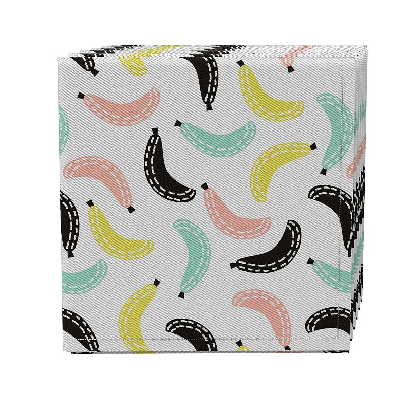 Napkin Set of 4， 100% Cotton， 20x20， Colorful Banana Fruit