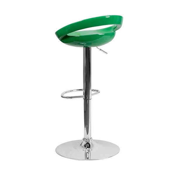 Contemporary Plastic Adjustable Height Bar Stool With Chrome Base