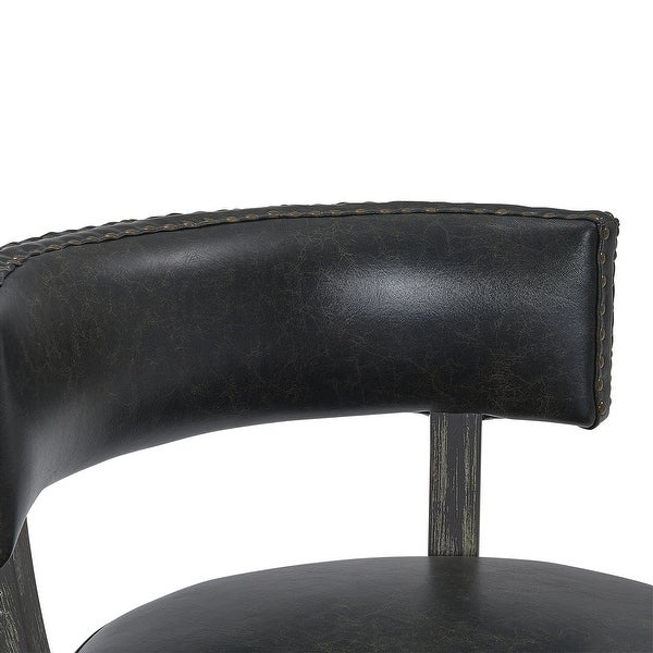 Corbin Wood Swivel Faux Leather Stool