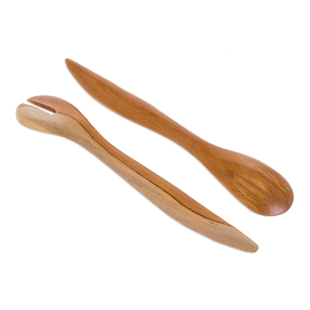 Novica Handmade Flavors Of My Land Teak Wood Salad Servers (Pair)