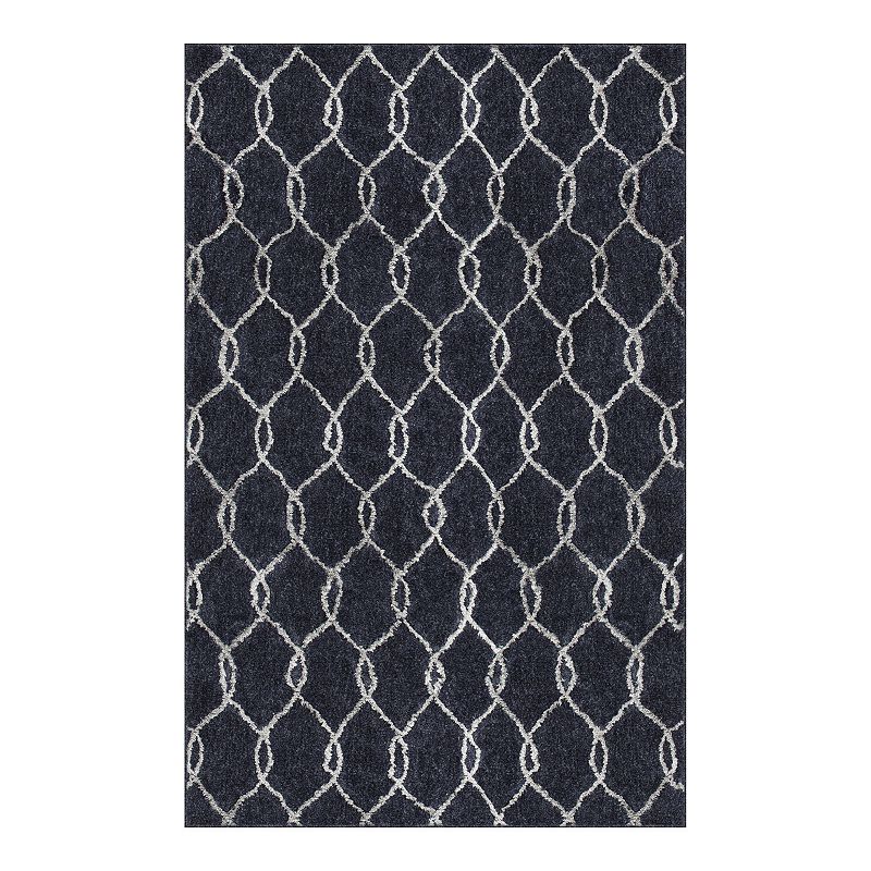 Luxuriant Microfiber Plush Trellis Shag Area Rug