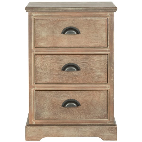 SAFAVIEH Griffin Washed Natural Pine 3-Drawer Storage Side Table - 17.7