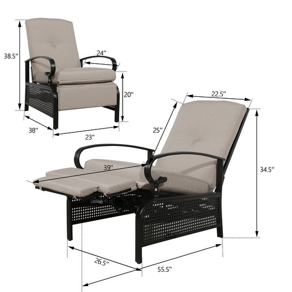 Adjustable Patio Recliner Chair with Cushion