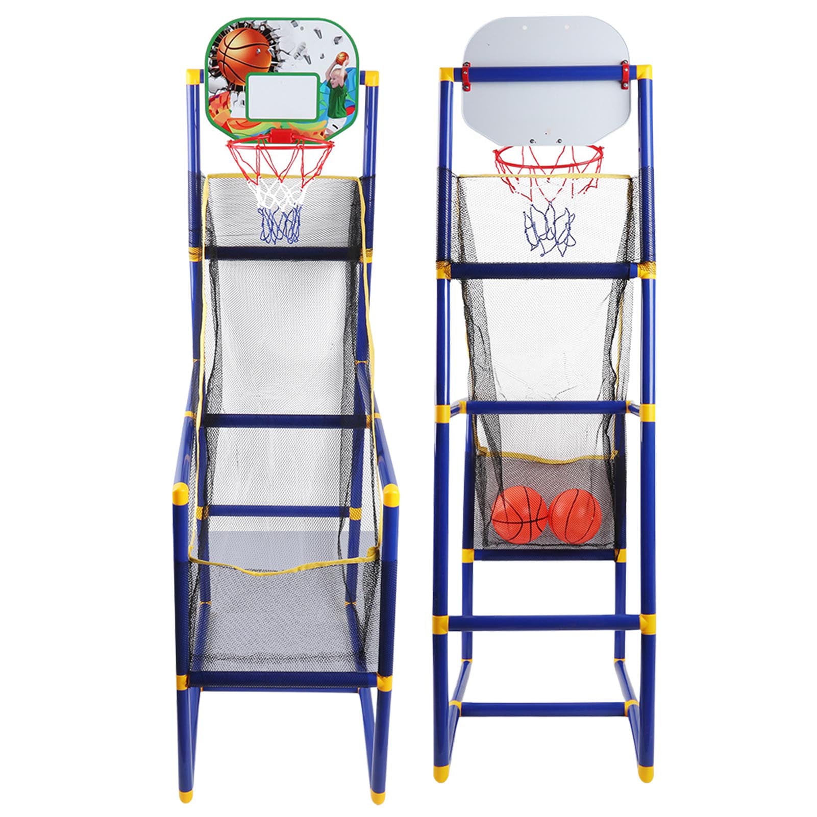 Portable Kids Arcade Basketball Game Set - Includes Basketball Stand Net Hoop Backboard Pump - Mini Basketball Outdoor Indoor Sports Game Set for 3 Years Old and Up - Easy to Assemble