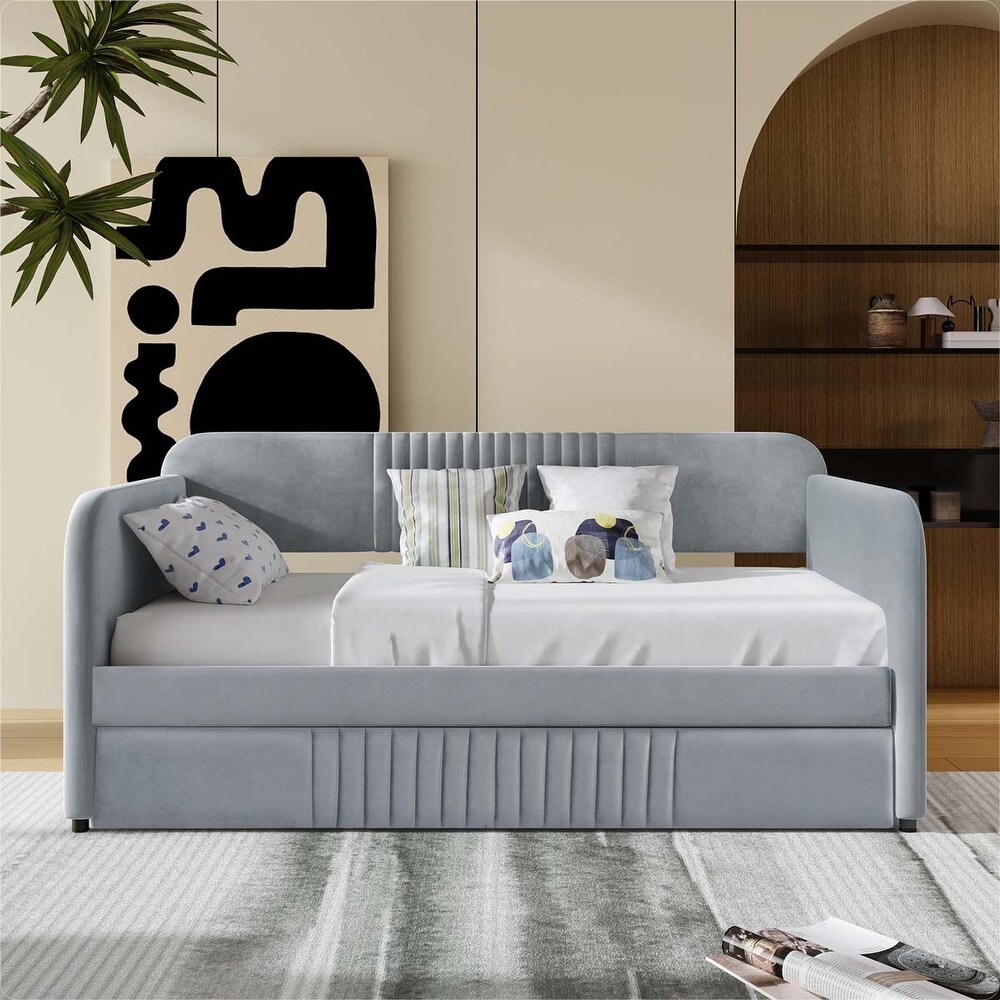 Upholstered Daybed Sofa Bed With Trundle