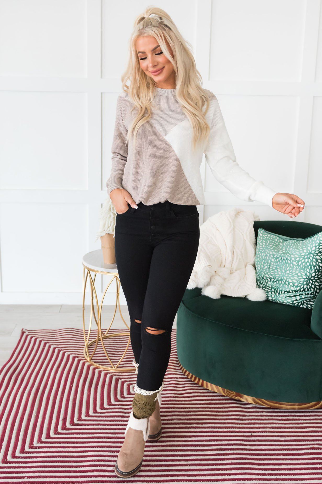 All About The Neutrals Modest Sweater