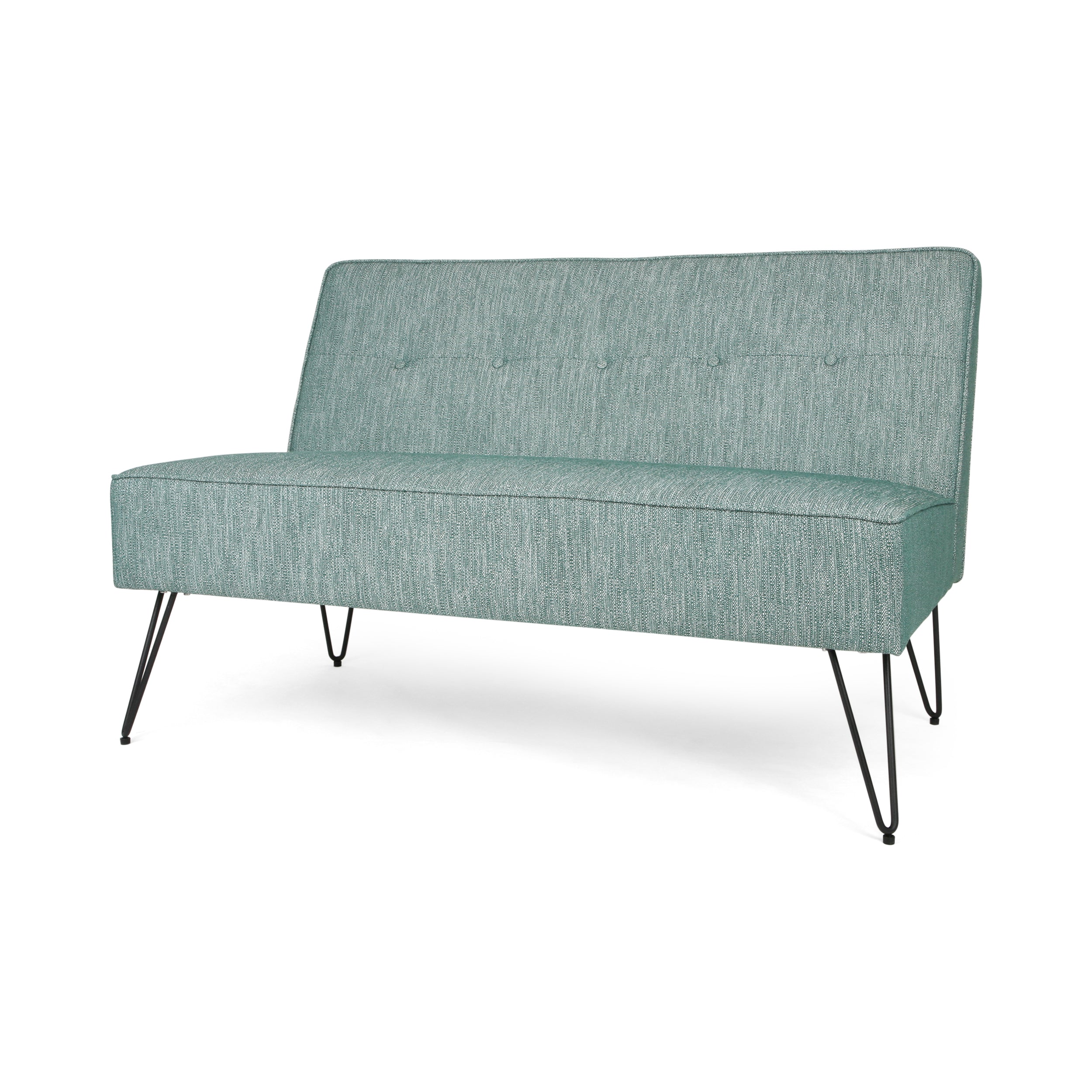 Simona Modern Fabric Settee with Hair Pin Legs