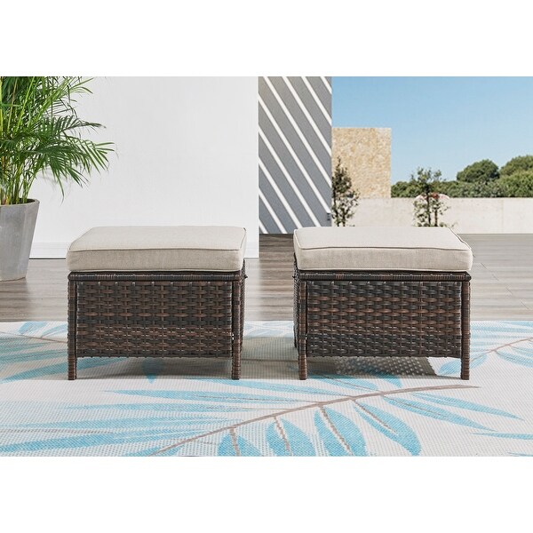 Pocassy 5Piece Outdoor Furniture Set，Swivel chairs with Ottomans