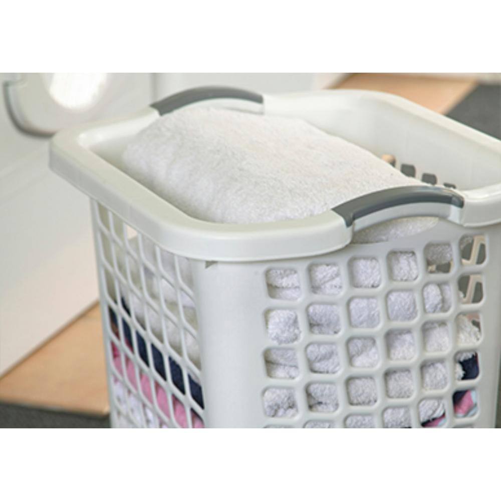 Taurus White Plastic Laundry Hamper with Portable Comfort Grip Handles 7431WHWH