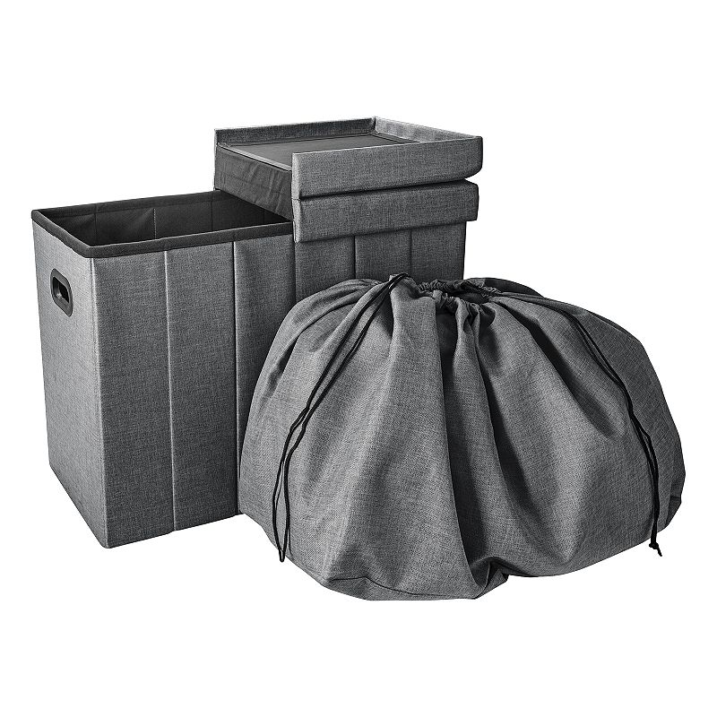 Simplify Collapsible Flip Top Hamper Ottoman