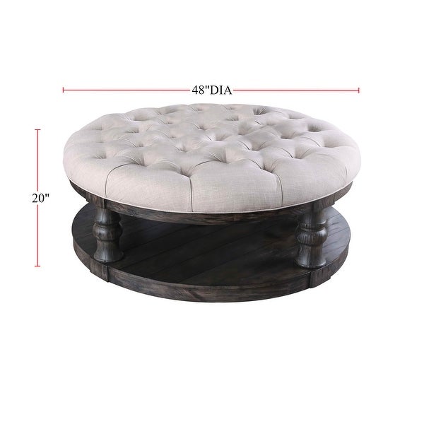 Wooden Round Coffee Table With Open Shelf