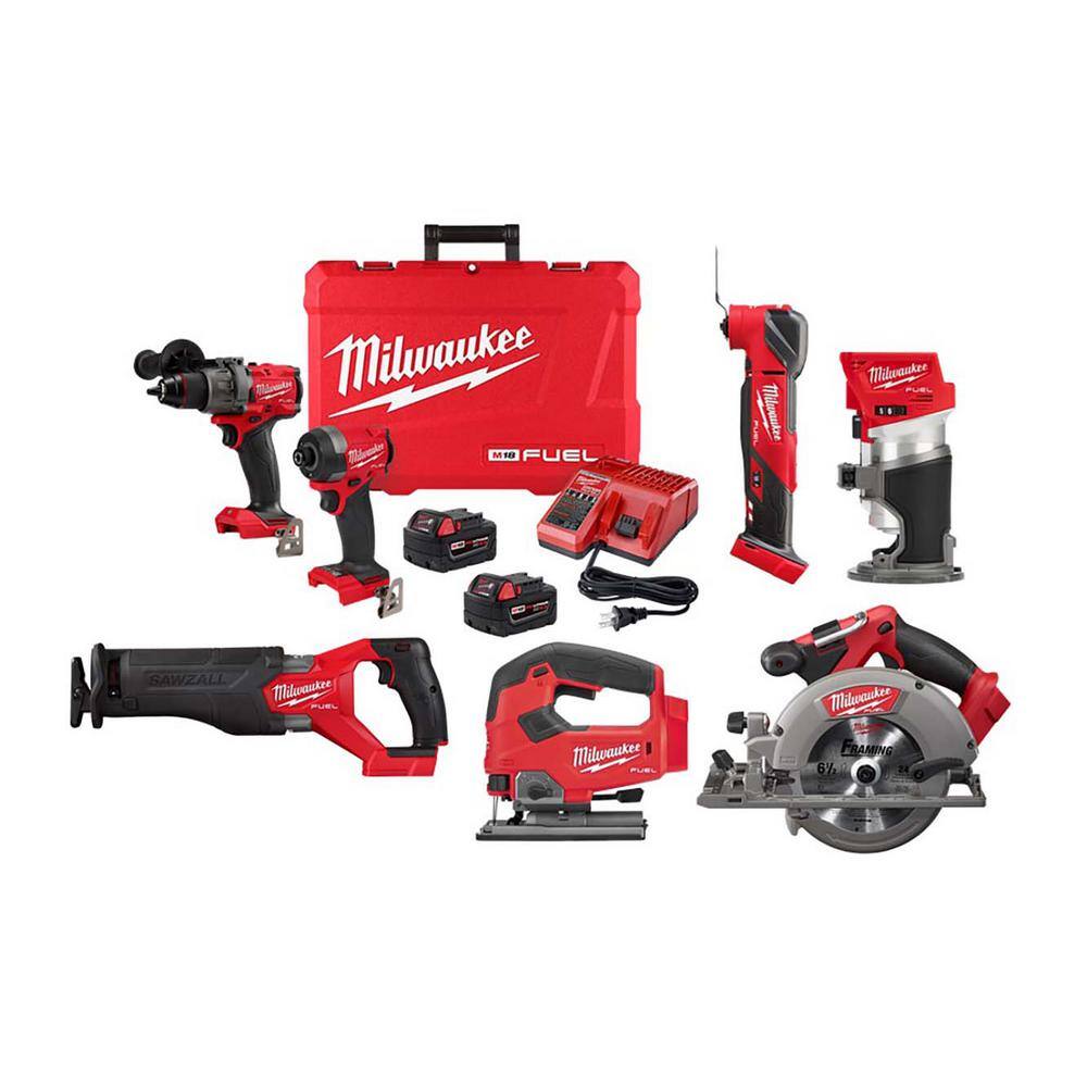 MW M18 FUEL 18-Volt Lithium Ion Brushless Cordless Combo Kit 4-Tool with Multi-Tool Router and Jig Saw 3697-22-2730-20-2821-20-2723-20-2737-20-