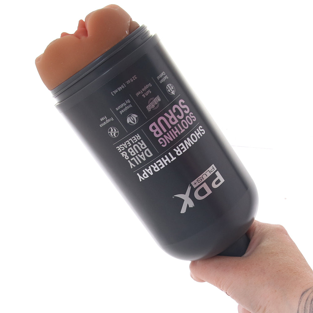 PDX Shower Therapy Soothing Scrub Stroker in Tan