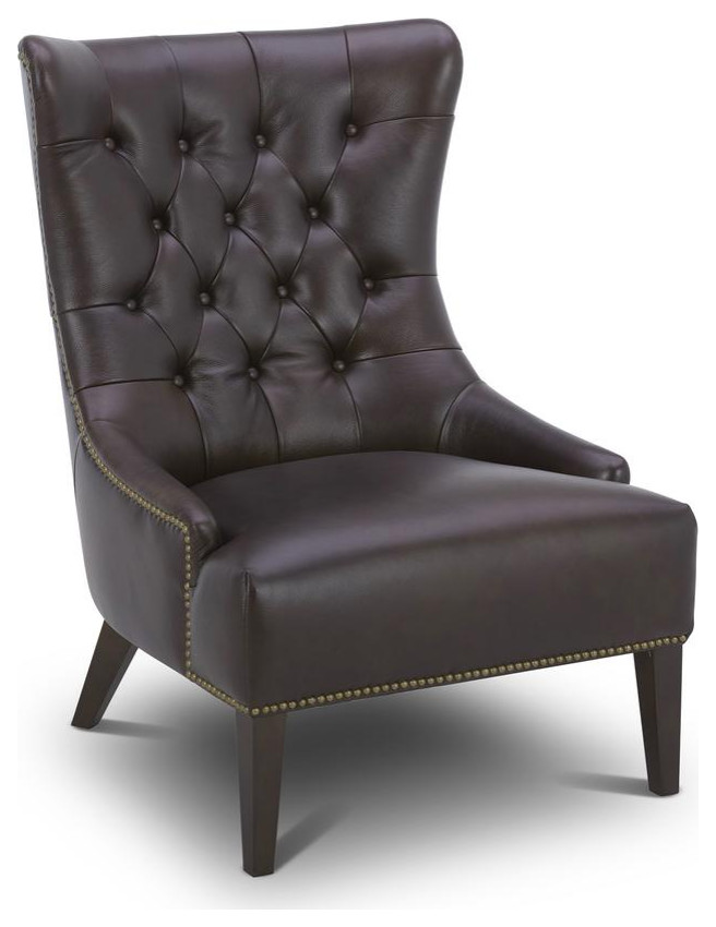 Leather Accent Chair   Brown Eclectic Multi   Contemporary   Accent Chests And Cabinets   by BisonOffice  Houzz