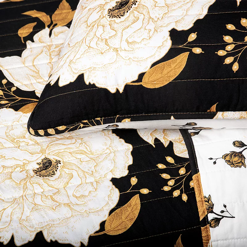 Lush Decor Zinnia Floral Quilt Set