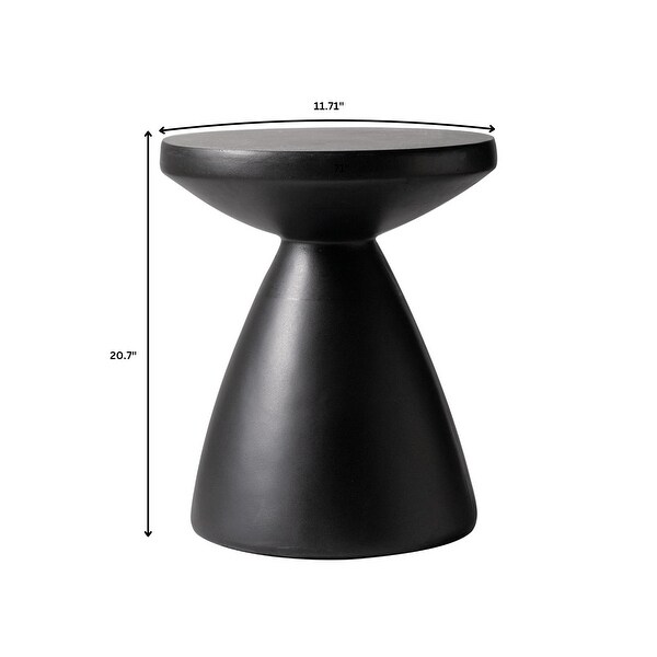 Modern Round Side Table Fiberstone Accent Table with Pedestal Base Dune Series by LeisureMod