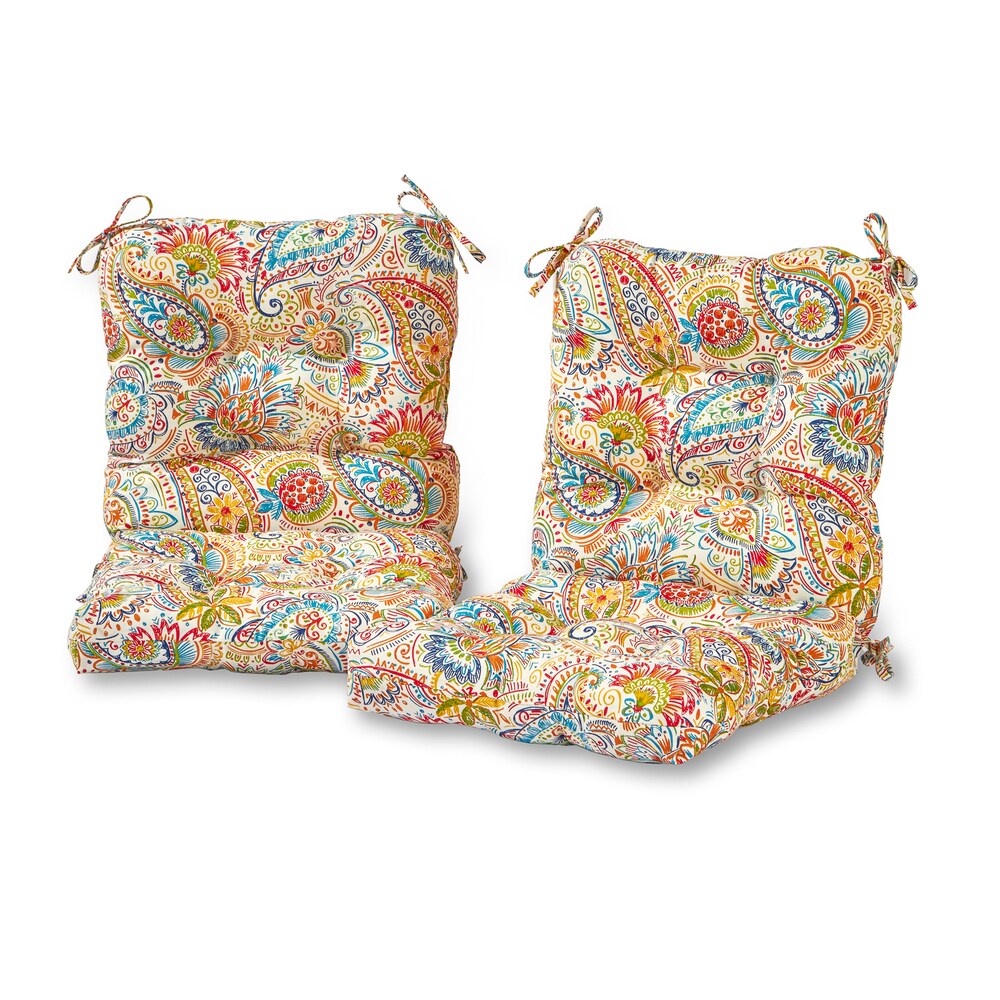 Christiansen Painted Paisley 21 inch x 42 inch Outdoor Seat/Back Chair Cushion (Set of 2) by Havenside Home   21w x 42l