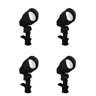 Hampton Bay Low Voltage Black Hardwired CCT Change Integrated LED Landscape Flood Light with Adjustable Lamp Head (4-Pack) IWH1501LS-6-4PK