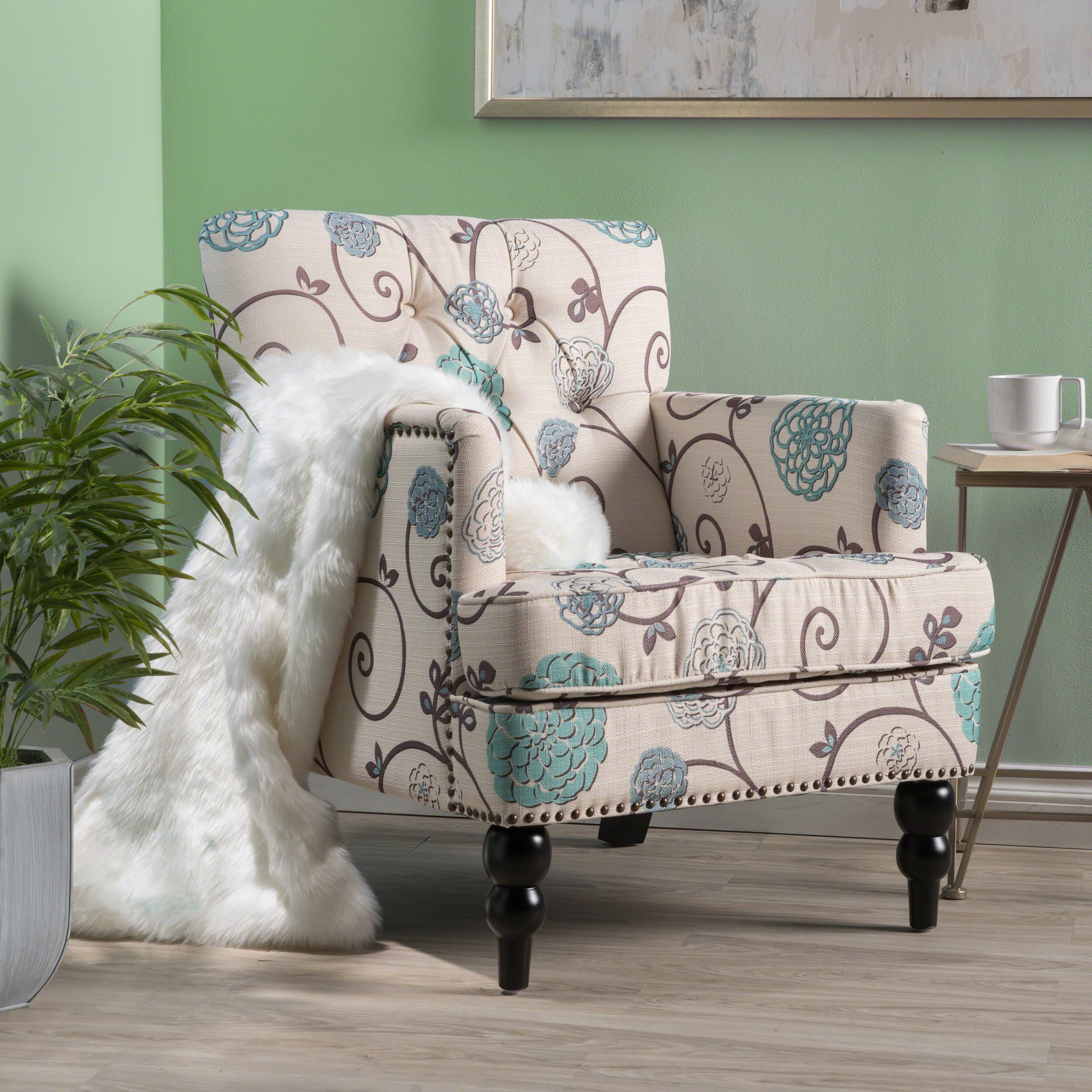 Madene Tufted Back Fabric Club Chair