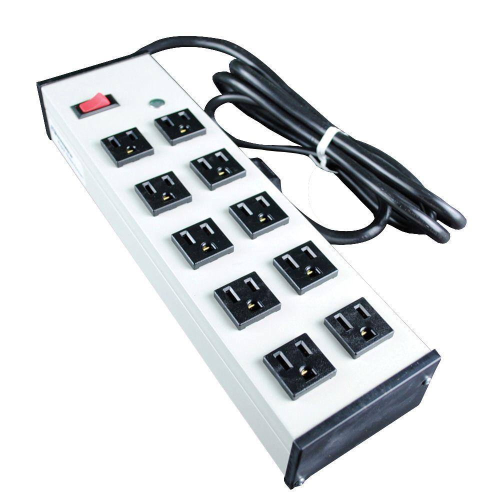 Legrand Wiremold 10-Outlet 15 Amp Compact Power Strip with Lighted OnOff Switch 15 ft. Cord UL210BD