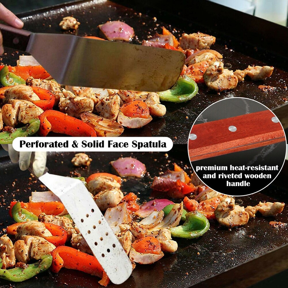 IMAGE 14 Pieces BBQ Grill Tool Set  Large Heavy Duty Stainless Steel Grilling Kit   M