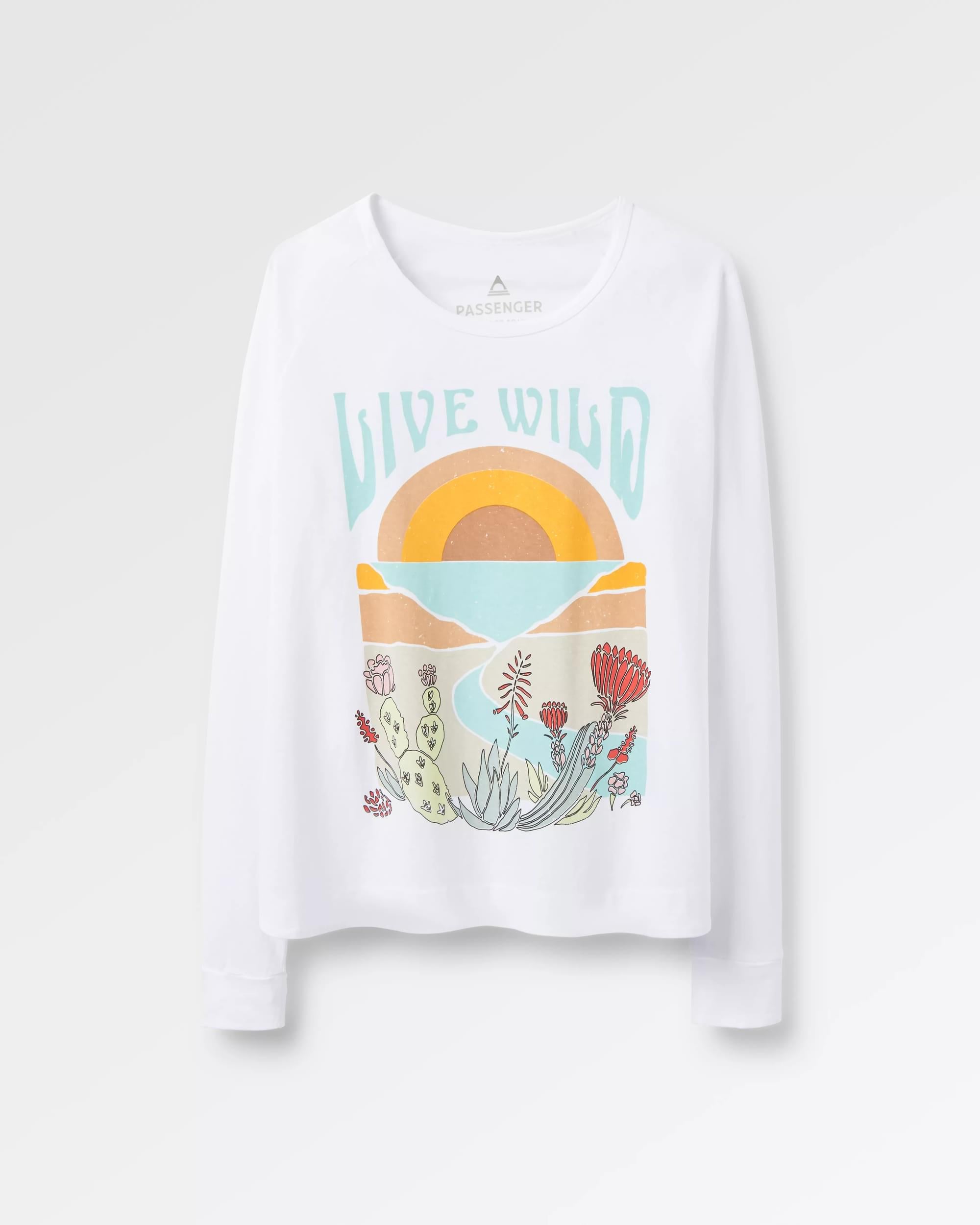 Live Wild Recycled Cotton LS T-Shirt - White