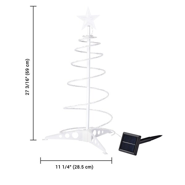 Yescom 2Ft LED Christmas Spiral Light with Star Finial Solar Panel New Year Decoration