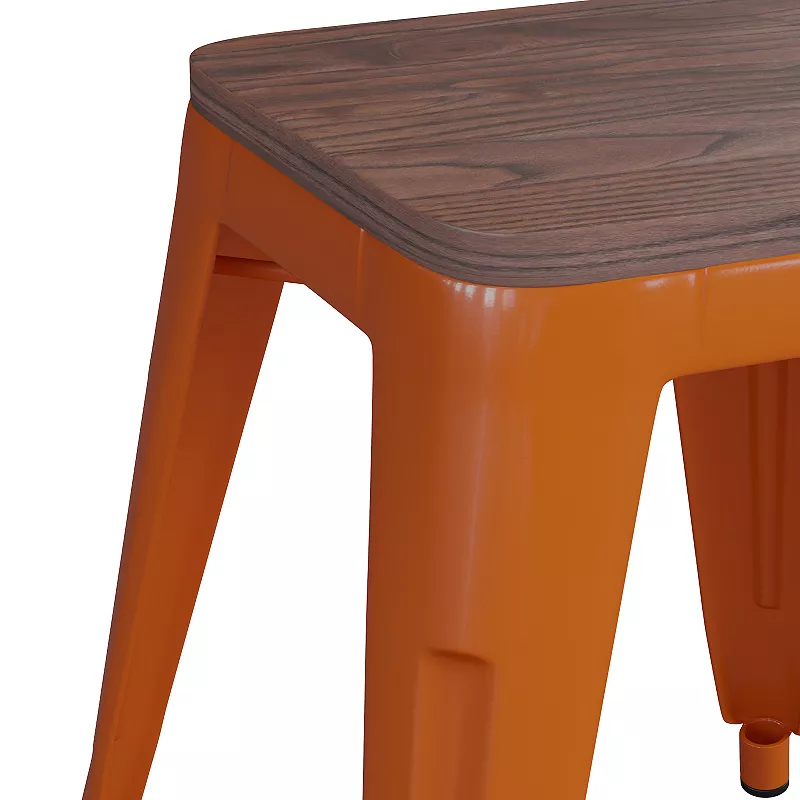 Flash Furniture Kai Orange Backless Table Height Stool 4-piece Set