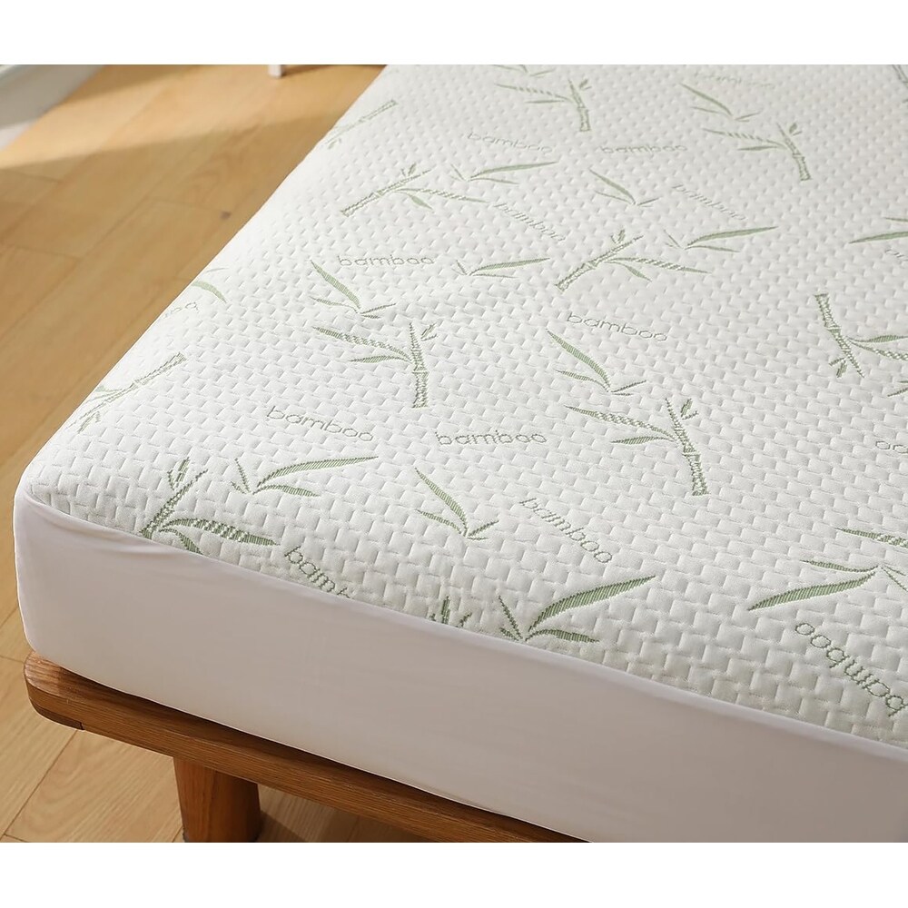California King Cal King Size Jacquard Quilted Bamboo Mattress Pad Fitted Elastic Cover Protector   Stretches up 18\