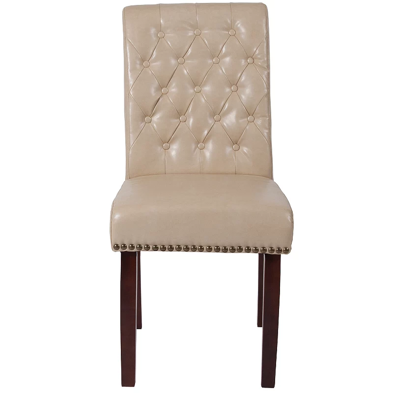 Merrick Lane Falmouth Upholstered Parsons Chair with Nailhead Trim - Set of 6